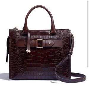 NWT $288 Radley London Agnes Faux Crocodile Satchel Bag